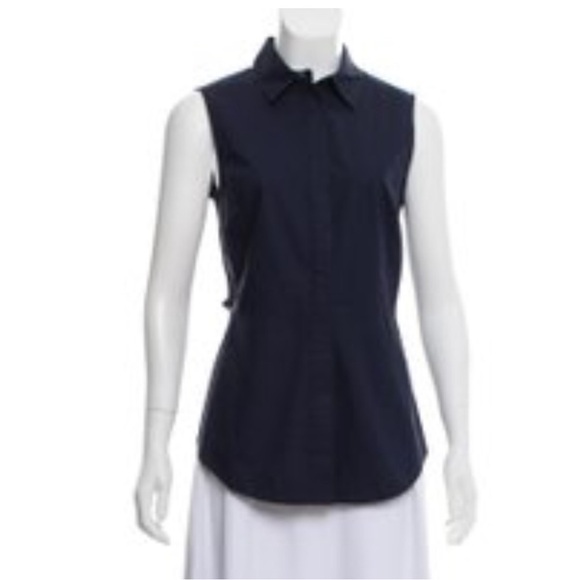 DEREK LAM 10 CROSBY Sleeveless Button-Up Top with Tie back - Picture 1 of 6